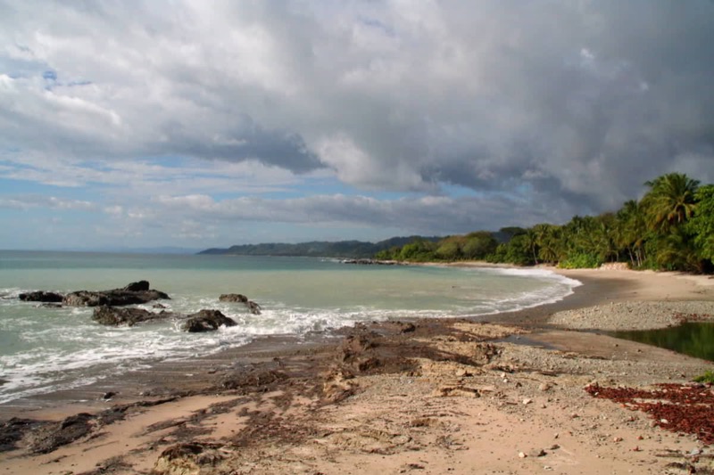 Storm clouds over the rocky beach at Mal País, Costa Rica