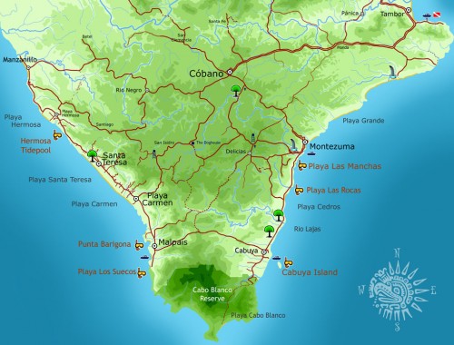Snorkeling Map | Santa Teresa, Costa Rica